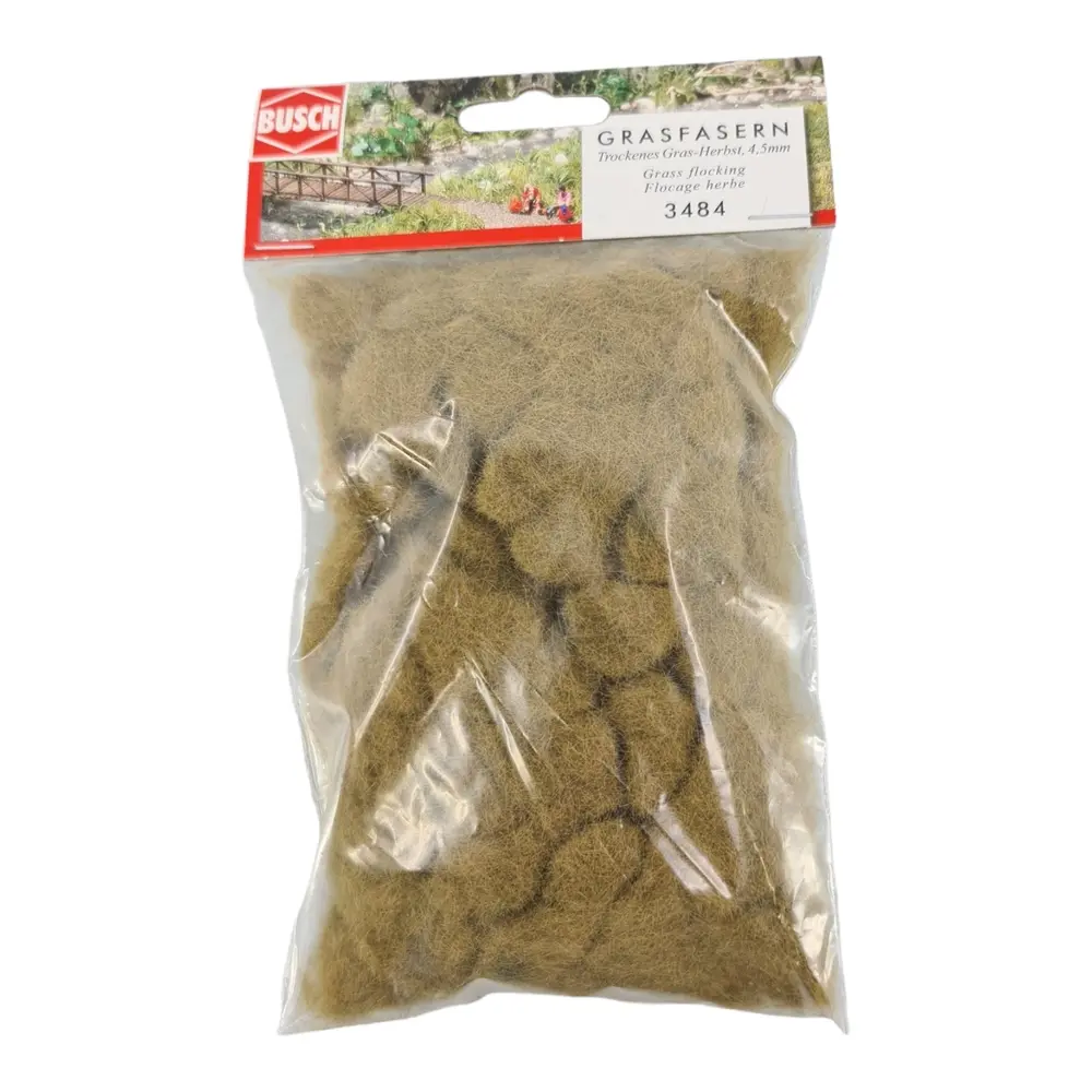 Flocage fibres d'herbe - Busch 3484 - HO 1/87 - 30 g - Automne - 4.5 mm - 3