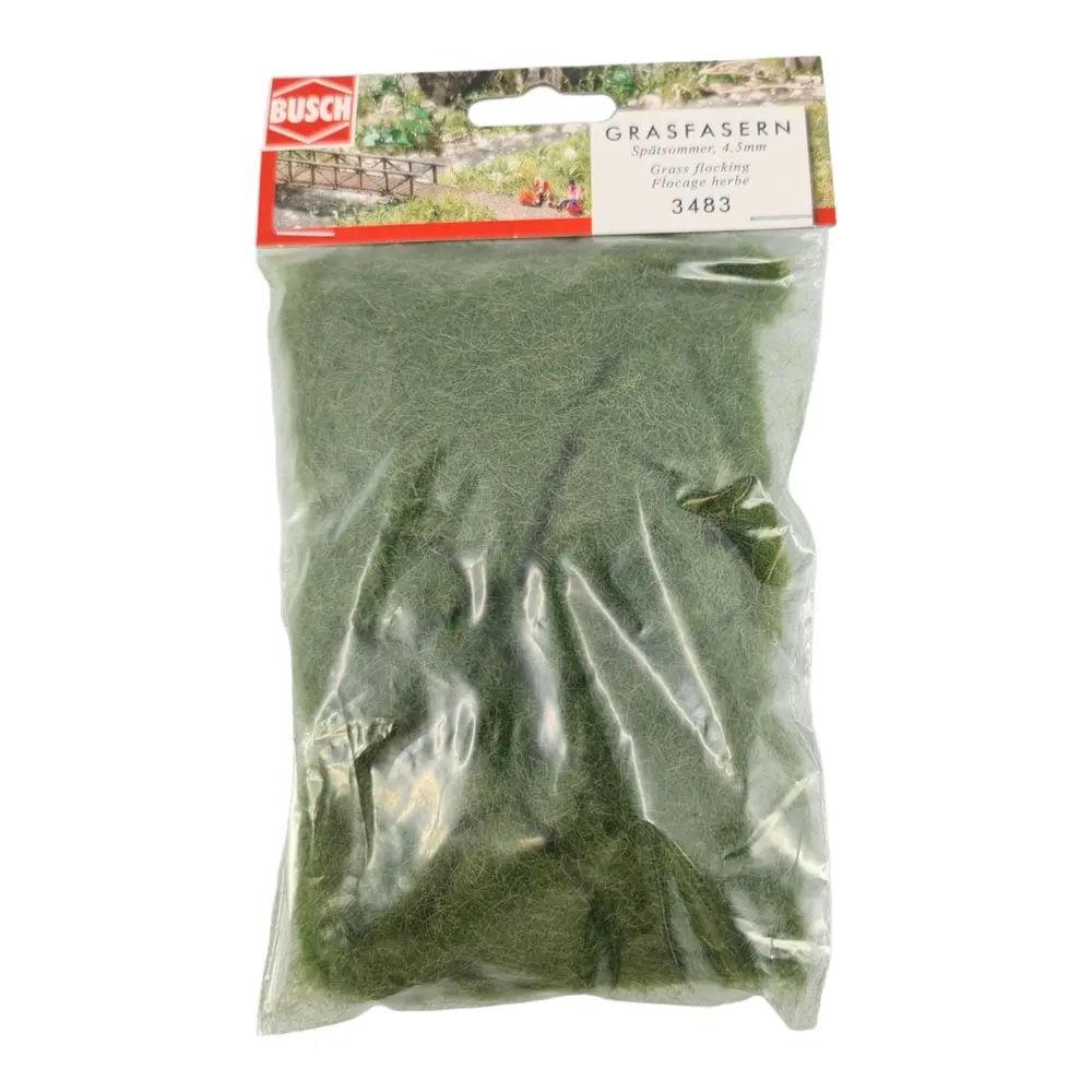 Flocage fibres d'herbe Busch 3483 - HO - 30 g - Fin d'été - 4.5 mm - 3