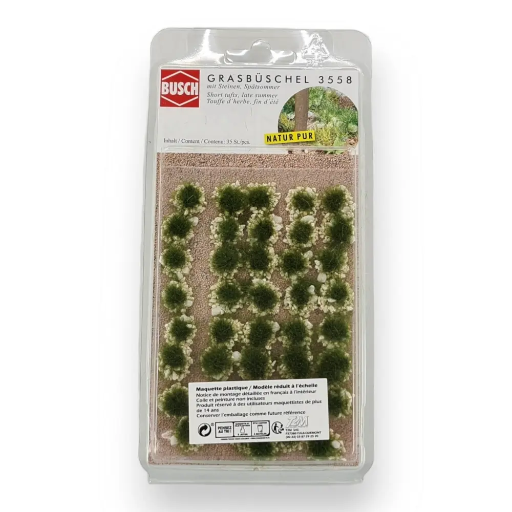 Kit de 35 Touffes d'herbe d'été Busch 3558 - HO 1/87 - 3