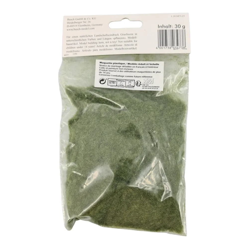 Flocage fibres d'herbe Busch 3473 - HO - 30 g - Fin d'été - 2 mm - 3