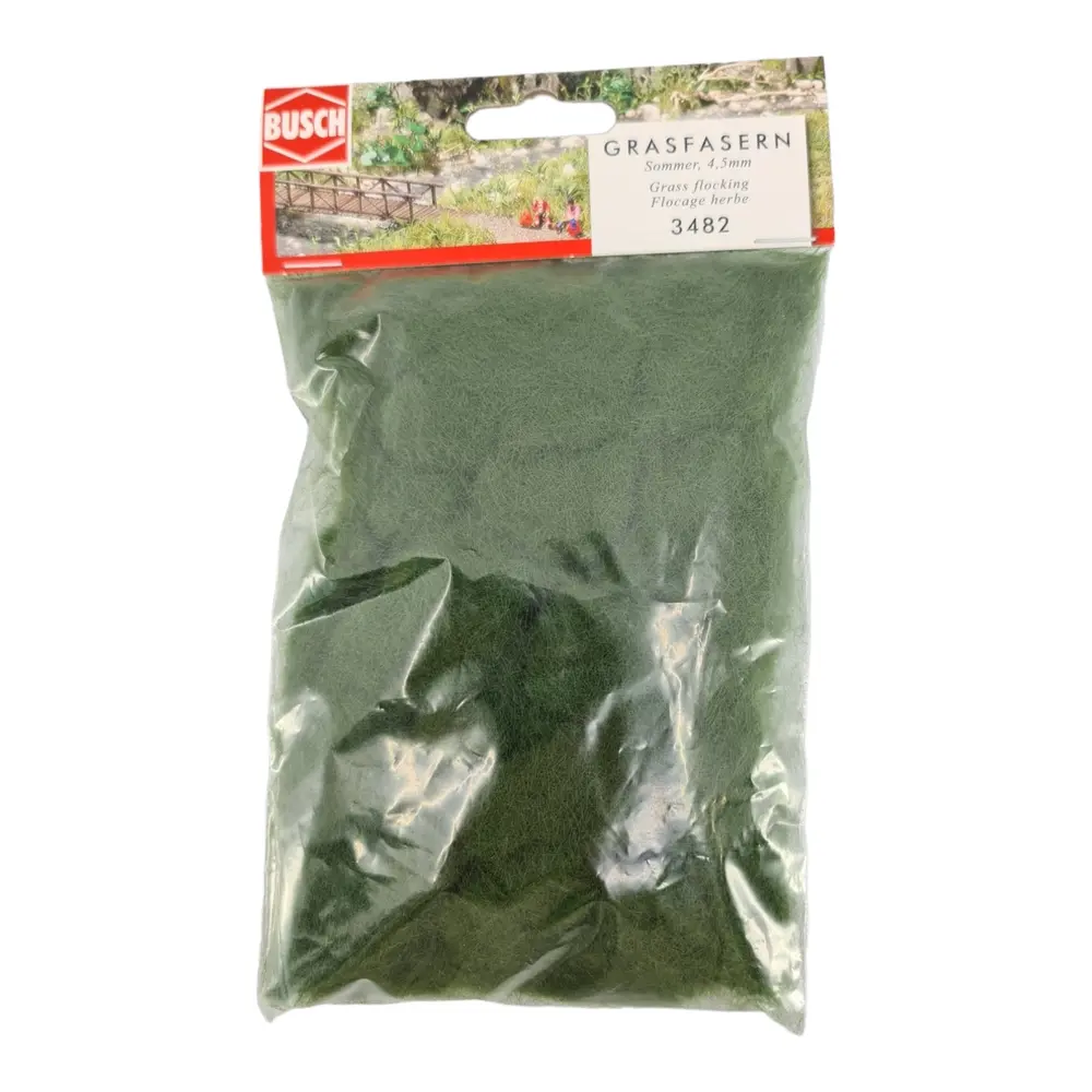 Flocage fibres d'herbe - Busch 3482 - HO 1/87 - 30 g - Été - 4,5 mm - 2