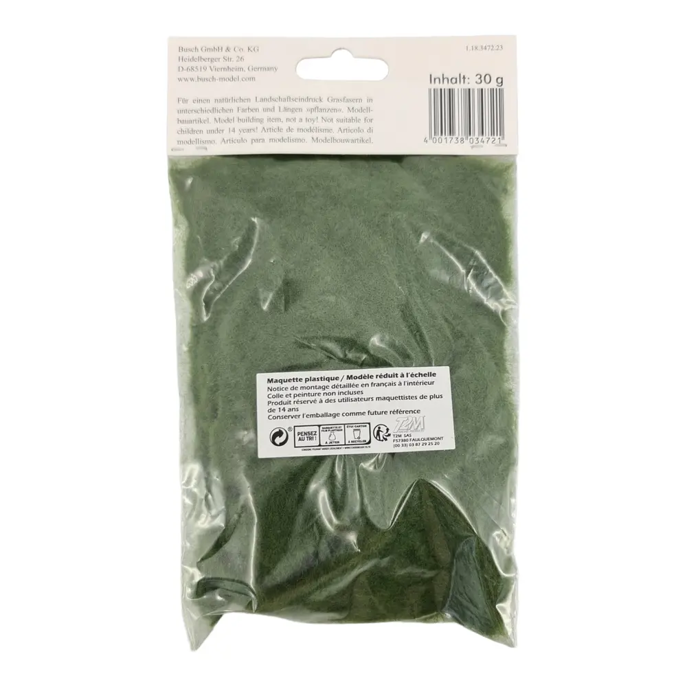 Flocage fibres d'herbe Busch 3472 - HO - 30 g - Été - 2 mm - 4