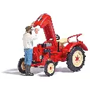 Tracteur Porsche avec Capot Moteur Levé et Mécanicien - Busch 7882 - HO : 1/87  - 2