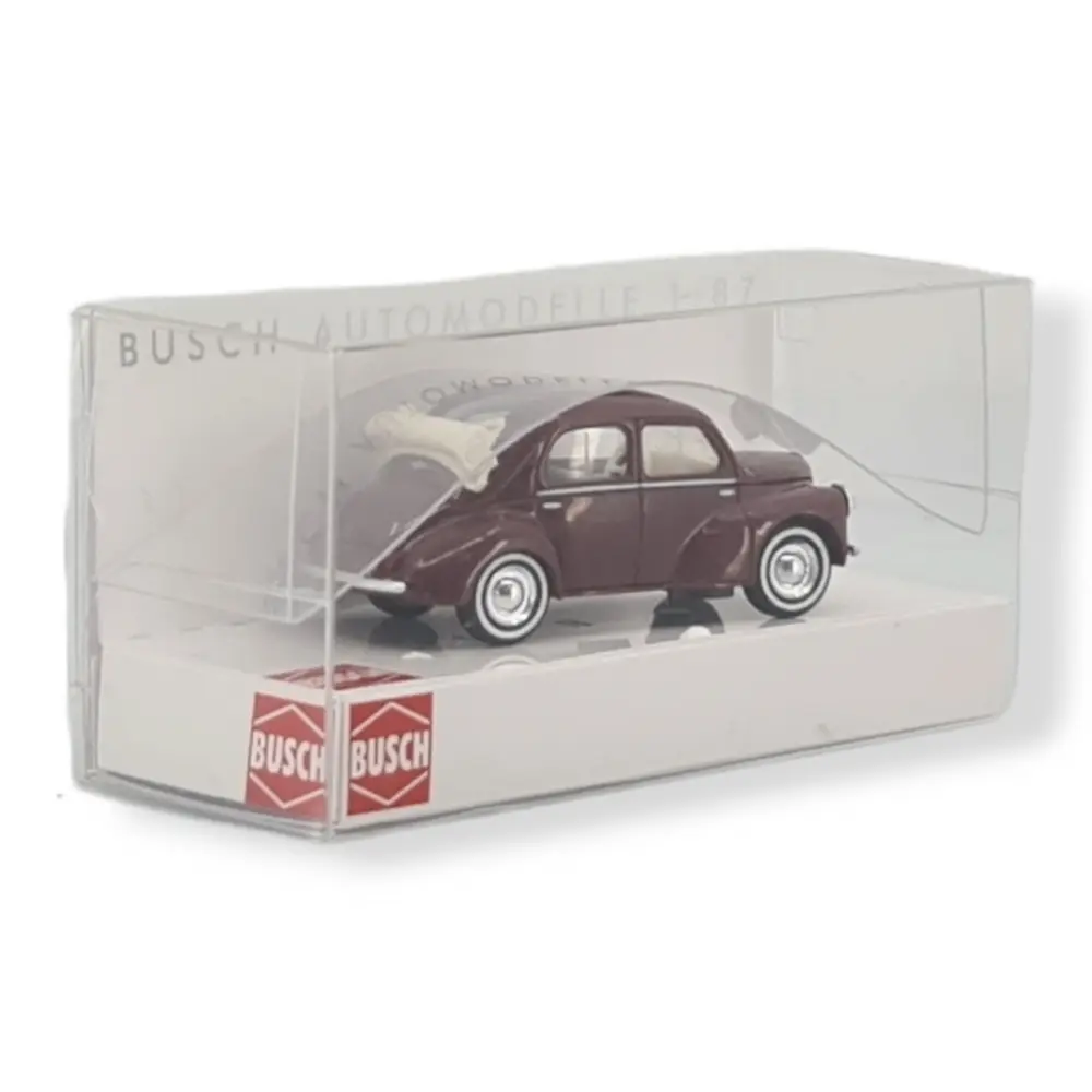  Voiture Renault 4CV découvrable - Busch 46573 - HO 1/87 - livrée "rouge bordeaux" - 2