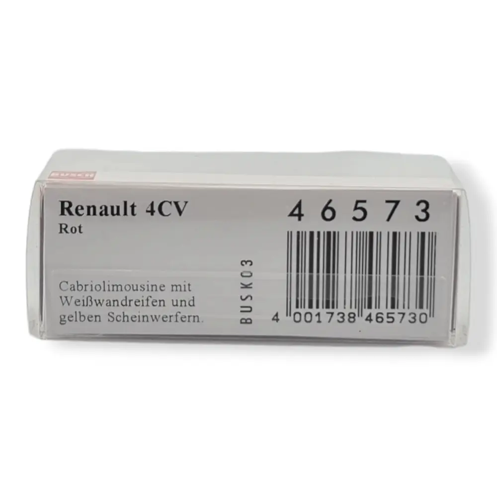  Voiture Renault 4CV découvrable - Busch 46573 - HO 1/87 - livrée "rouge bordeaux" - 4