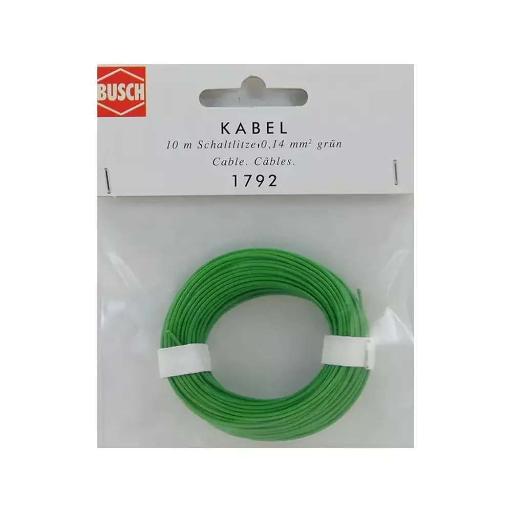 Câble Vert - Busch 1792 - Échelle universelle - longueur 10 mètres - section 0,14 mm² - 2