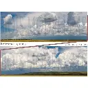 Fond de décor : Champs colorés et ciel chargé - 2