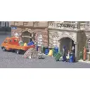 Lot de 16 poubelles et 12 sacs - Busch 1136 - HO 1/87 - 2