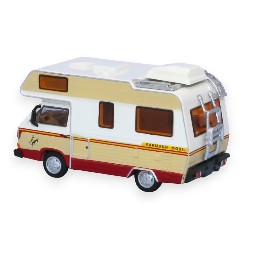 VW T3 Gipsy camping car, blanc/beige clair/rouge, 1983 - Brekina 33976 - HO 1/87 - 2