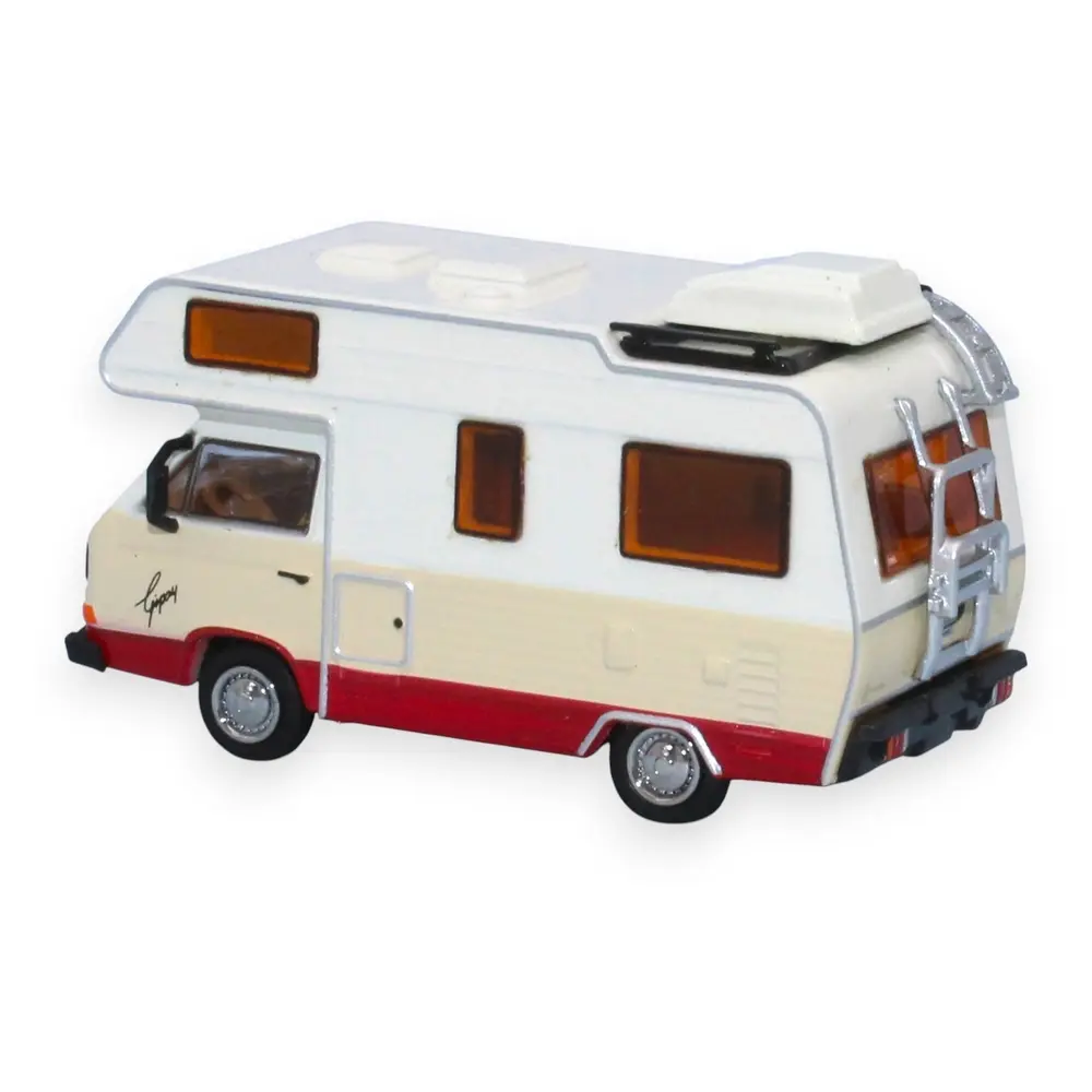 VW T3 Gipsy camping car, blanc/beige clair/rouge, 1983 - Brekina 33975 - HO 1/87 - 2