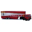 Semi remorque Fiat 691 T, avec 2 Ferrari 312 T2 F1 et 5 figurines, écurie Ferrari F1 1977 - Brekina 58575 - HO 1/87 - 2