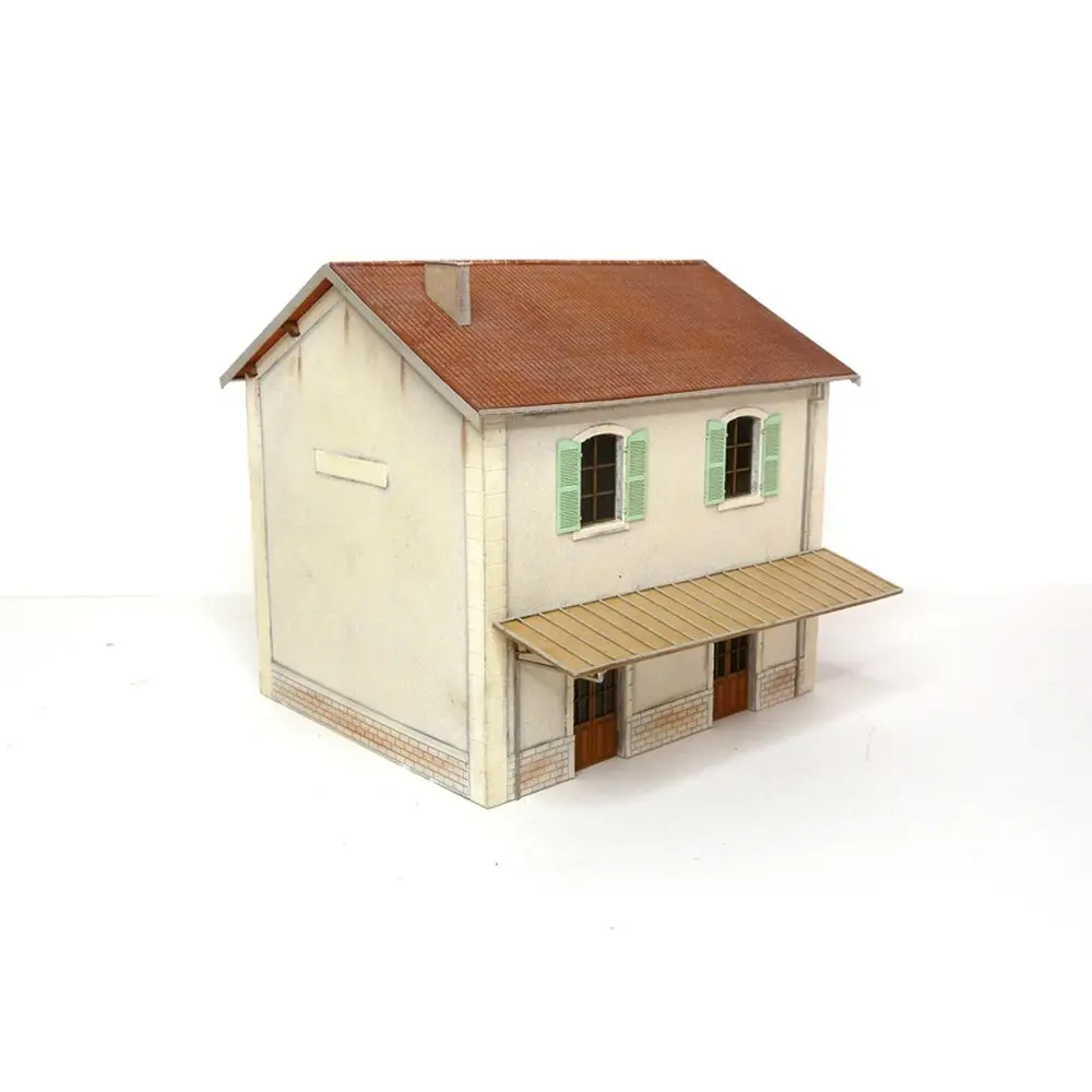 Gare PLM 2 portes Bois Modelisme 101010 - HO 1/87 - 122x105x110mm - 2