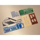 Un escalier extérieur + porte/tapis assortis Auhagen 80101 - HO 1/87 65x30x70mm - 2