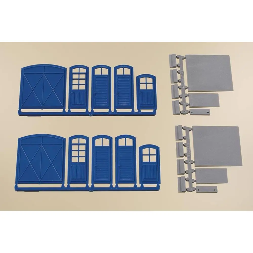 Portails et portes bleus, marches, rampes HO 1/87 - 2