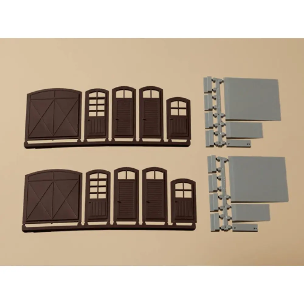 Lot 8 portes, 2 portillons, 4 rampes, 8 marches - Brun - AUHAGEN 80251 - HO 1/87 - 2