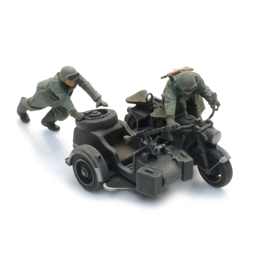 Panne : Zündapp avec side-car + 2 figurines - ARTITEC 6870750 - HO 1/87 - 3