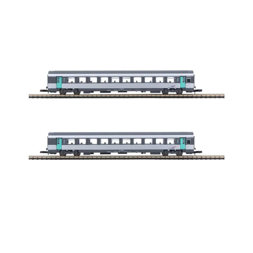 2 voitures voyageurs corail VTU, livrée Nouvelle déco, 2e classe - Azar Models V01-CPP2 - Z 1/220 - SNCF - 2R - 2