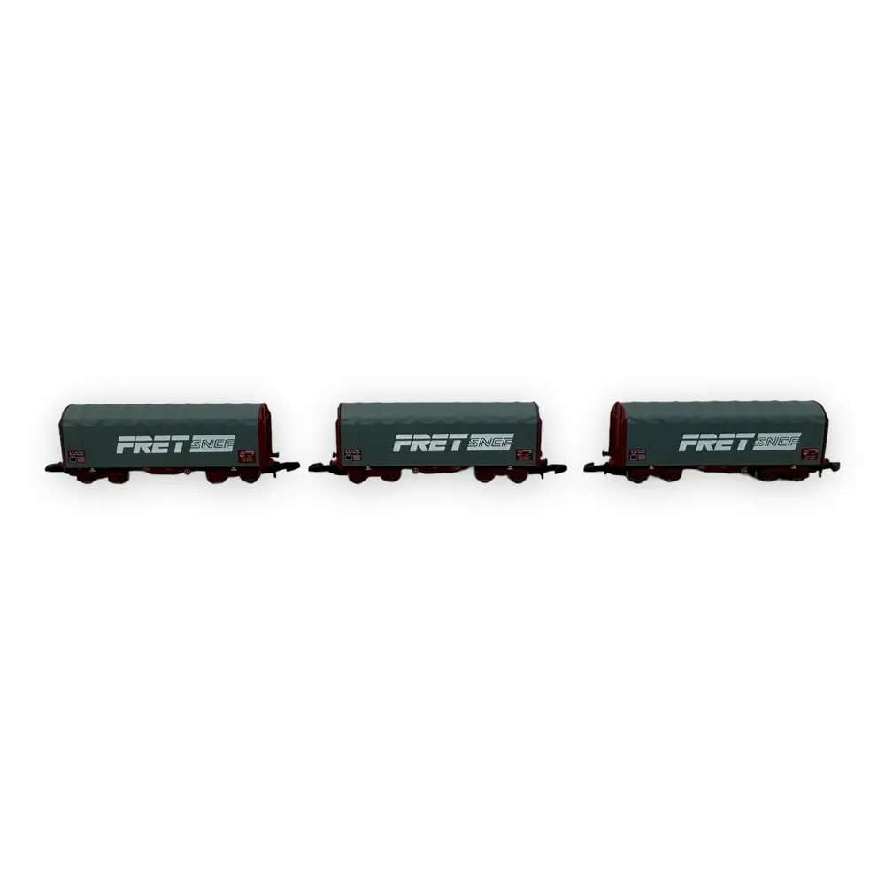 Coffret de 3 wagons bâchés shimms "FRET" - Azar Models W03-FR3 - Z 1/220 - SNCF - Ep IV/V - 2R - 3