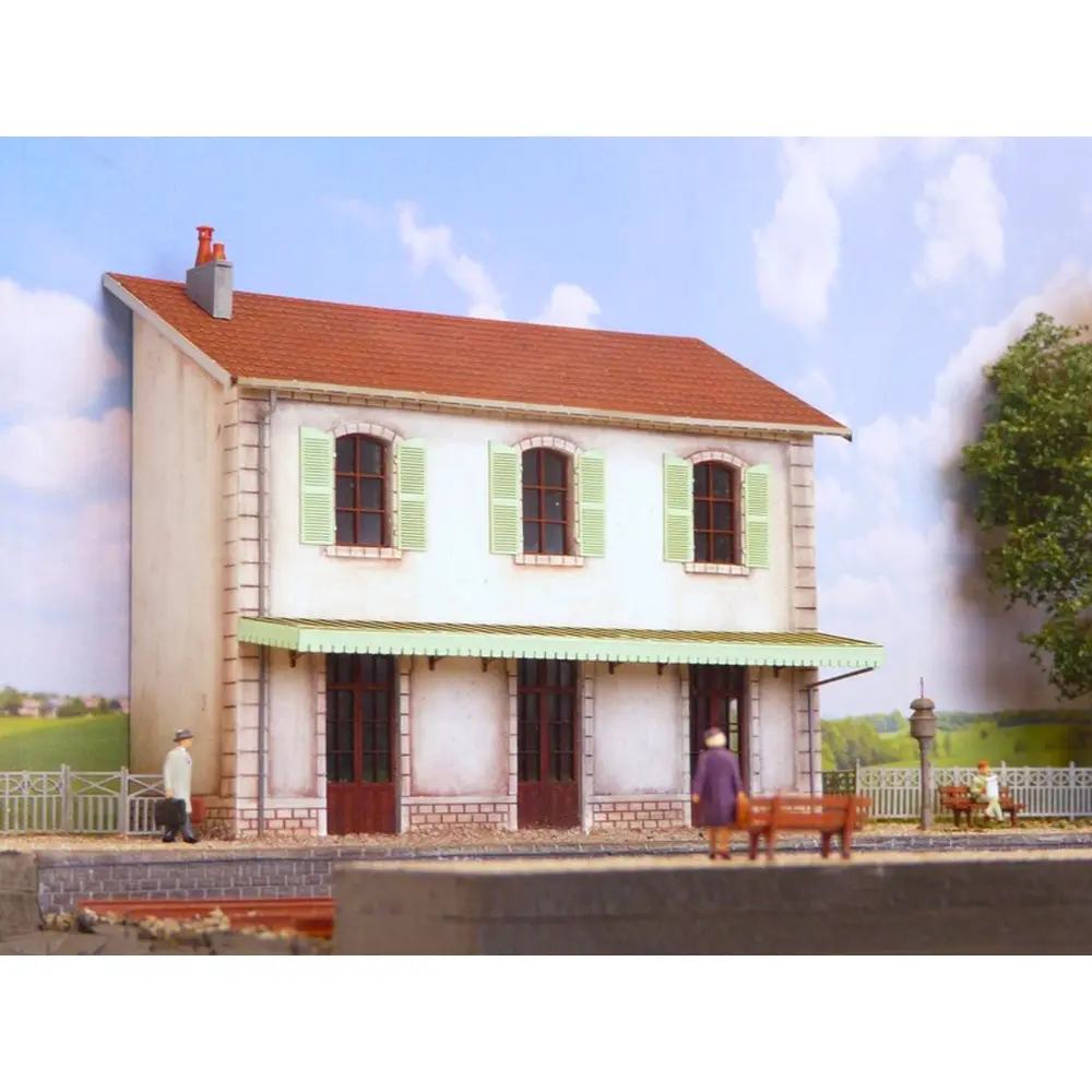 Diorama demi-gare PLM avec deux voies - Bois Modélisme 120001 - HO 1/87 - 9