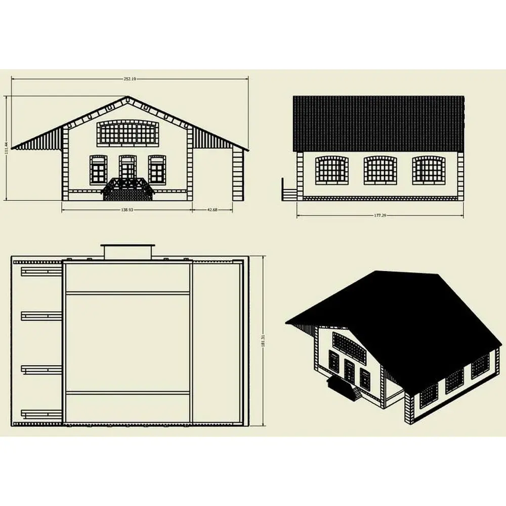 Halle PLM 3 portes - Bois Modélisme 102006 - HO 1/87 - 4