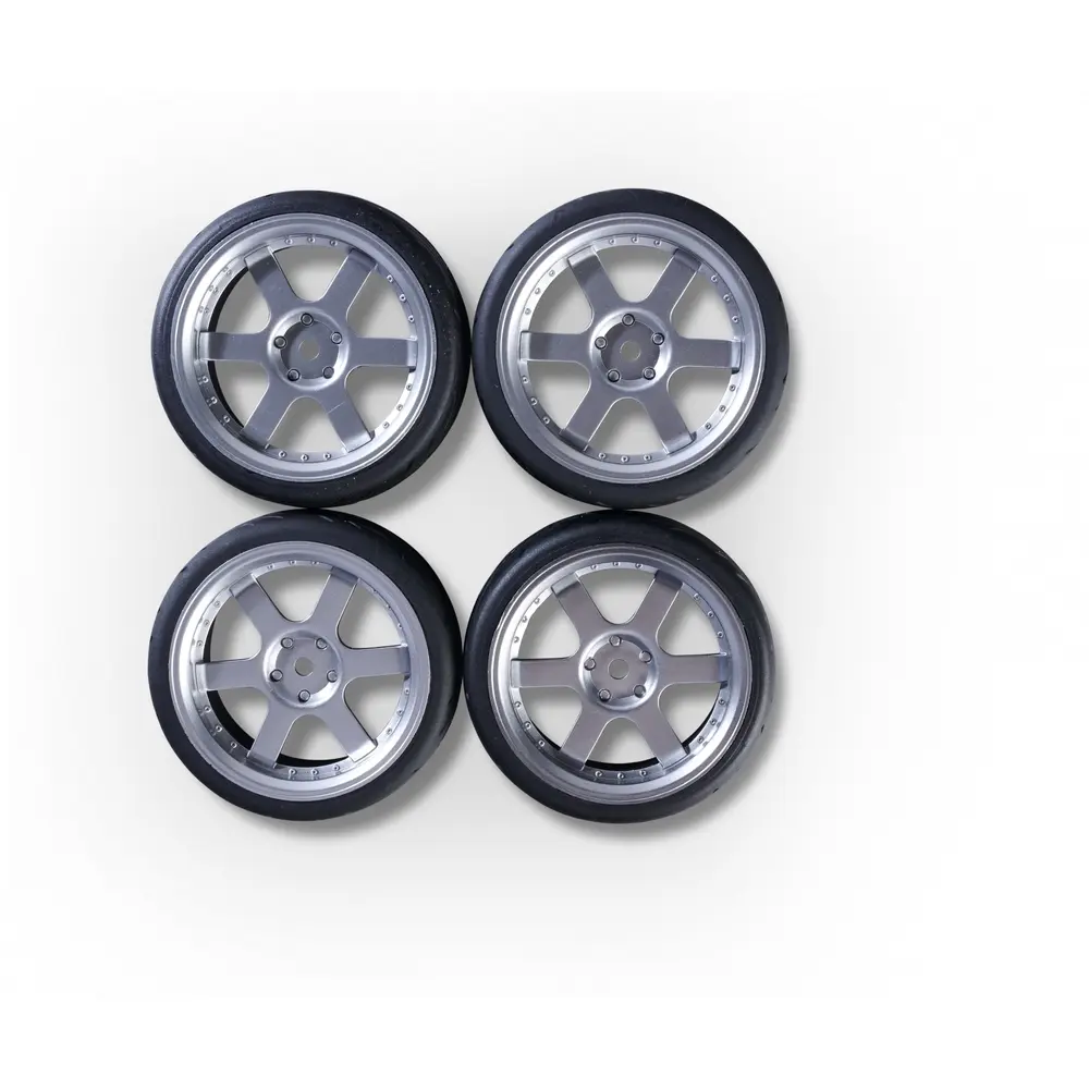 Jeu de 4 roues à 6 rayons argent - Carson 500900192 - 1/10 - 2