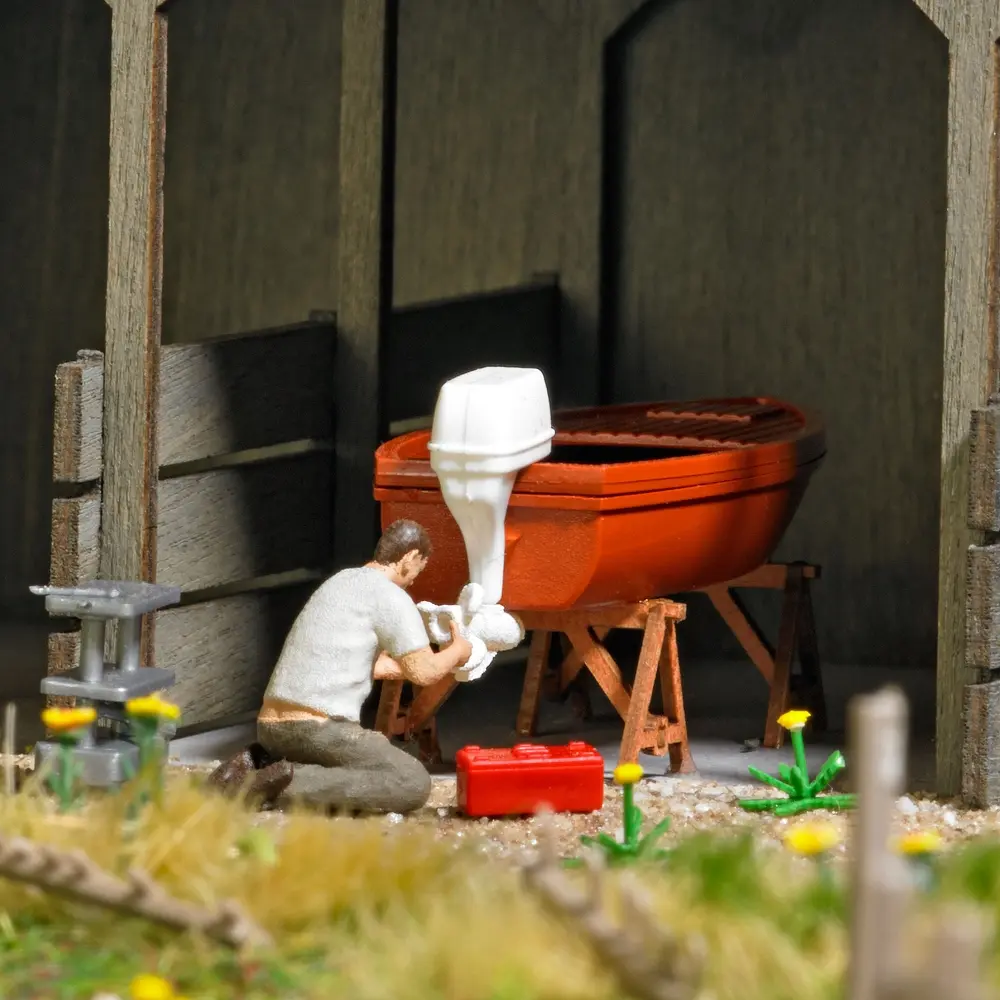 Scénette "Réparation de bateau" - Busch 79815 - HO 1/87 - 2
