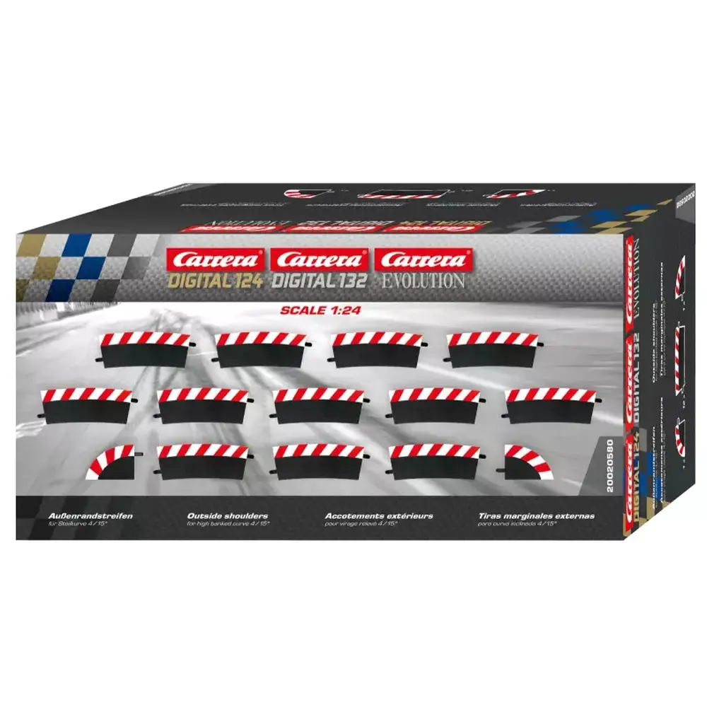 12 Bordures extérieures courbe relevé radius 4 15° - Carrera 20580 - 1/24 - 2