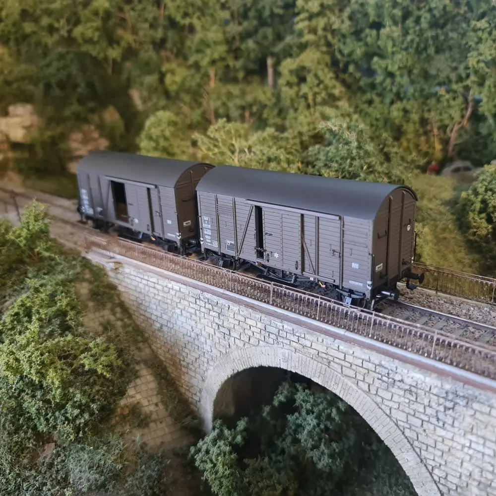 Set 2 Wagons Couverts - Brun - Oppeln - MAKETIS / EXACT TRAIN 20227 - SNCF - HO 1/87 - EP. III  - 4