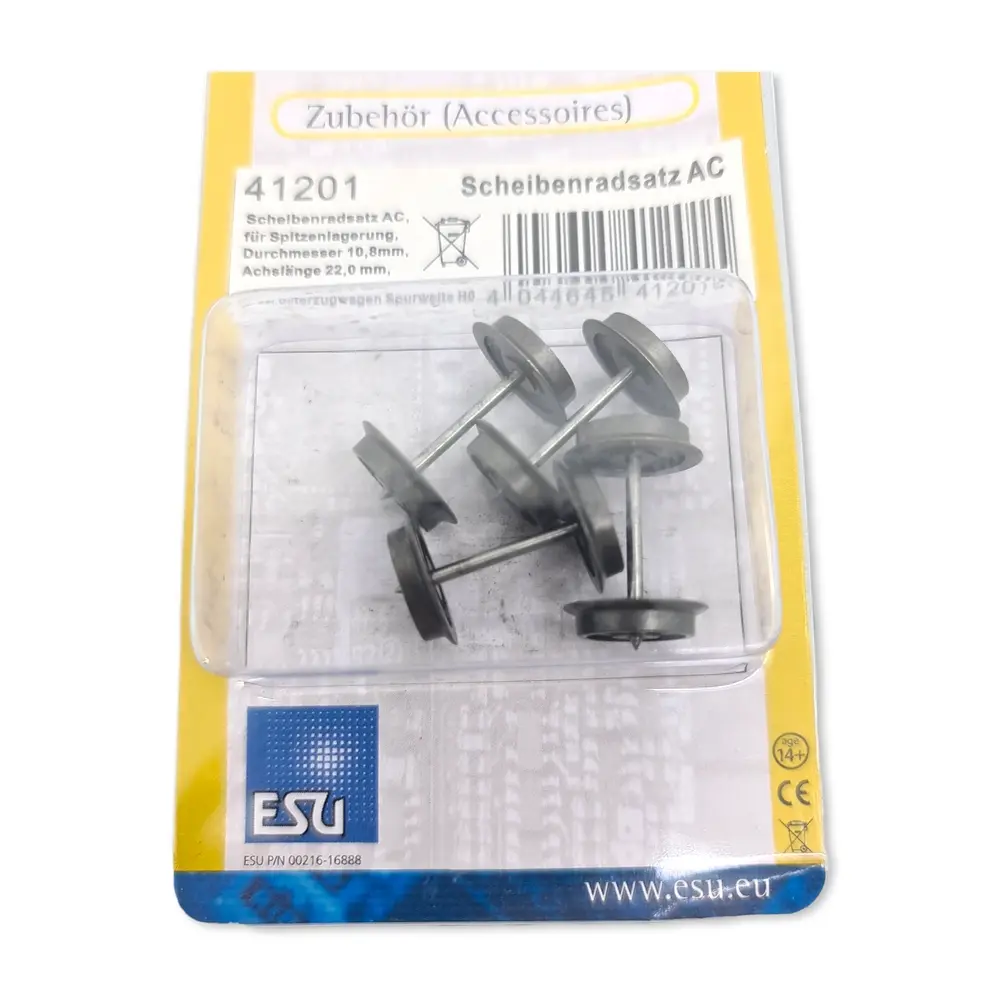 Pack de 4 essieux AC Esu 41201 - HO 1/87 - diamètre 10.8 mm - longueur 22 mm - 3
