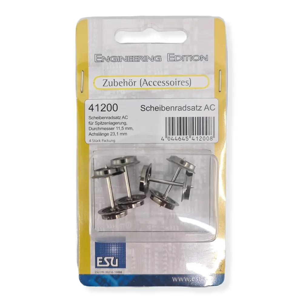 Lot de 4 essieux AC ESU 41200 - HO 1/87 - Diamètre : 10.8 mm - L : 23.1mm - 2