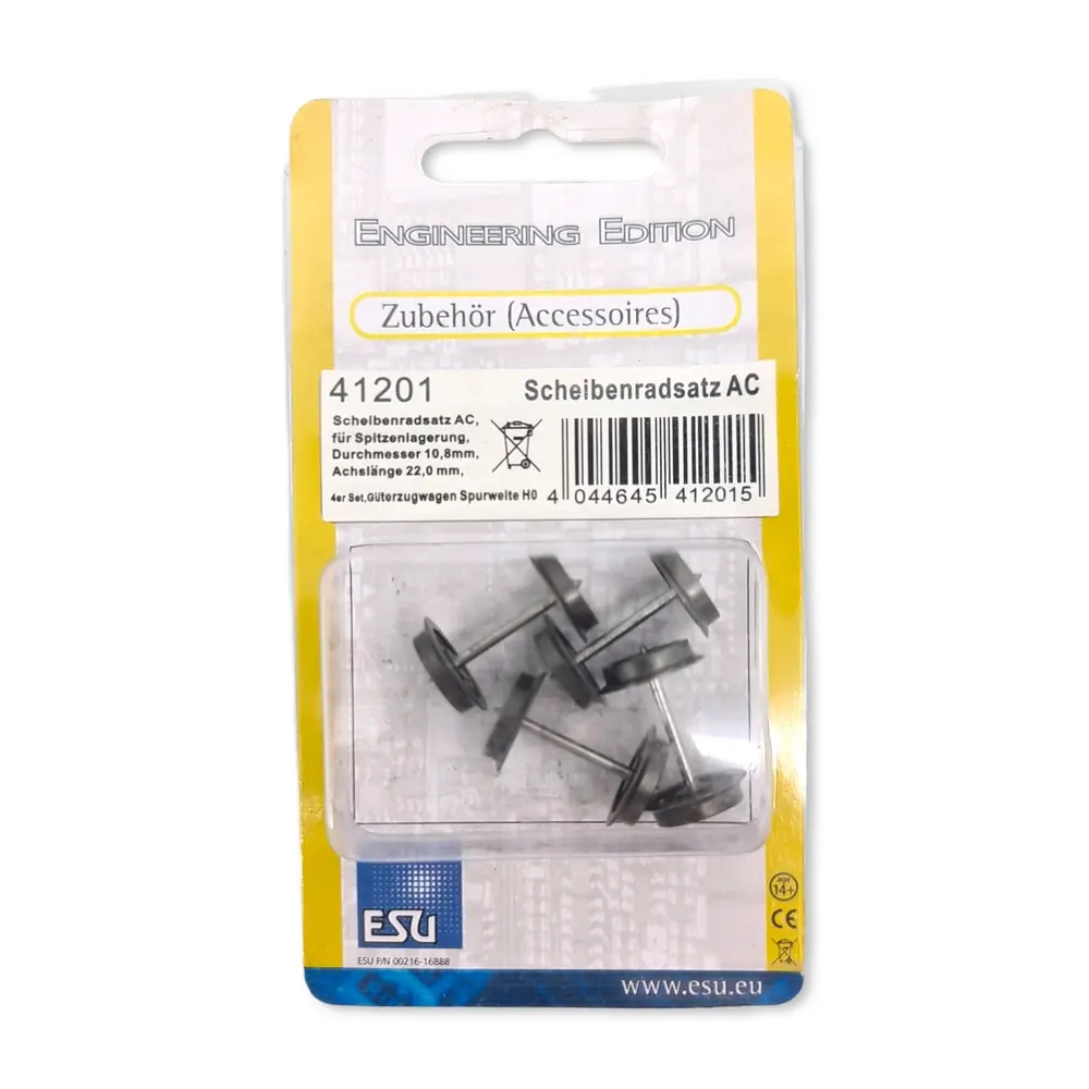 Pack de 4 essieux AC Esu 41201 - HO 1/87 - diamètre 10.8 mm - longueur 22 mm - 2