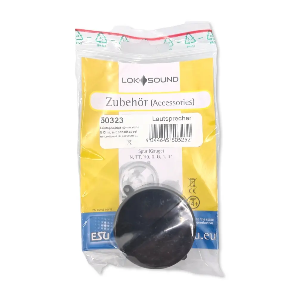 Haut-parleur rond Esu 50323 - diamètre 40 mm - 8 ohm - HO / N / TT / G / 1 / O - 4