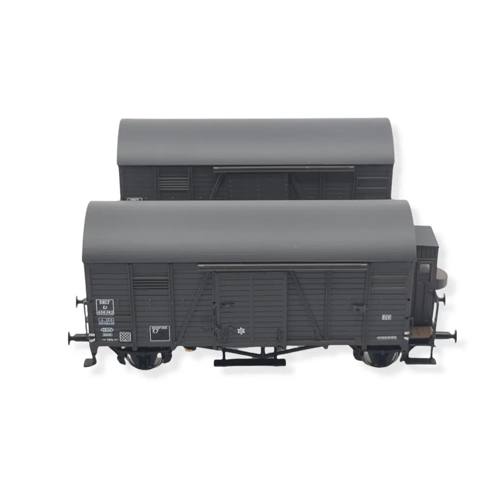 Set 2 Wagons Couverts - Brun - Oppeln - MAKETIS / EXACT TRAIN 20227 - SNCF - HO 1/87 - EP. III  - 2