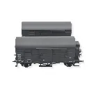 Set 2 Wagons Couverts - Brun - Oppeln - MAKETIS / EXACT TRAIN 20227 - SNCF - HO 1/87 - EP. III  - 2