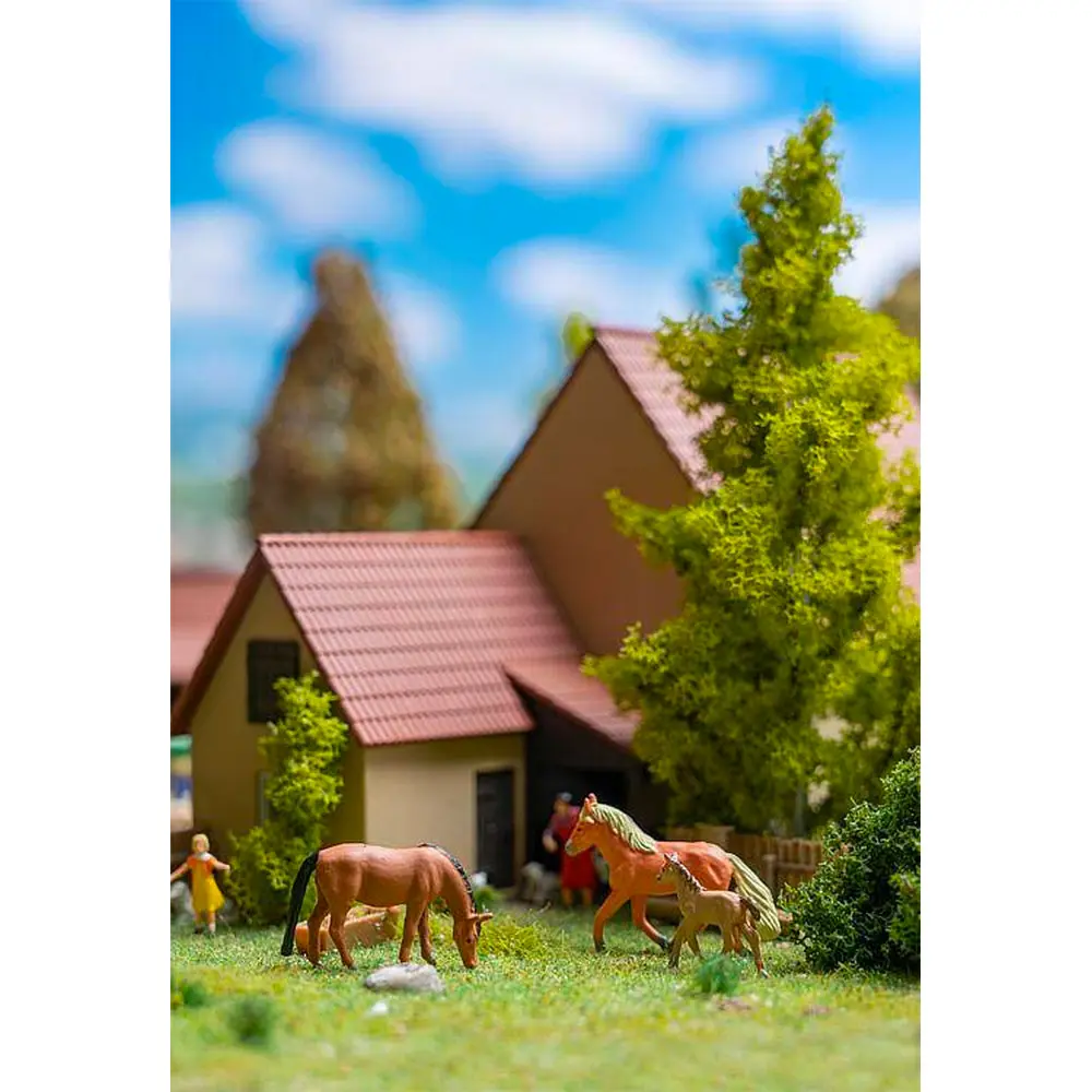 Ensemble de 3 chevaux et 1 poney Faller 151912 - HO : 1/87 - 2