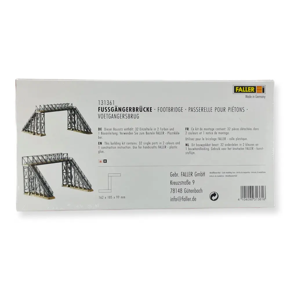 Passerelle de quai ferroviaire Faller 131378 - HO : 1/87 - EP II - 221 x 234 x 122 mm - 3