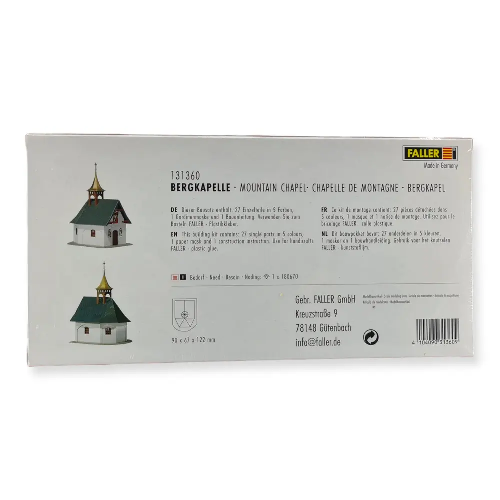 Chapelle de Montagne - Faller 131360 - HO 1/87 - 90x67x122mm - 5