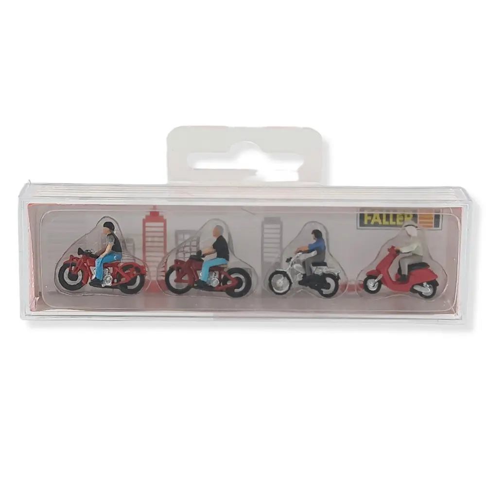 Set de 4 motocyclistes /personnages, motos et scooters FALLER 151669 - HO 1/87 - - 2