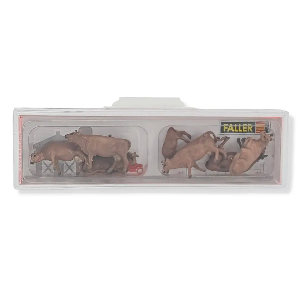 Lot de 8 animaux, vaches suisses brunes de l'Allgäu Faller 151922 - HO : 1/87 - 2