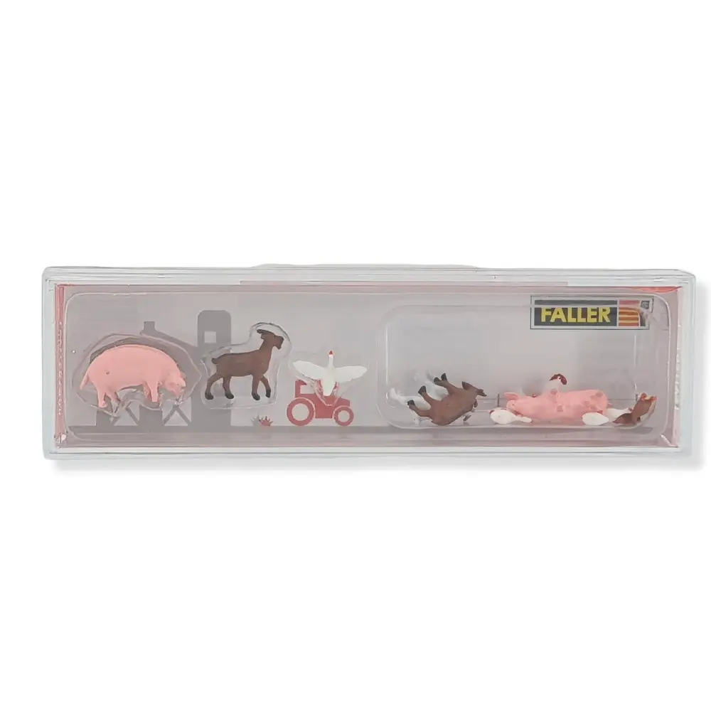 Lot de 14 animaux de la ferme, petit bétail Faller 151920 - HO : 1/87 - 2