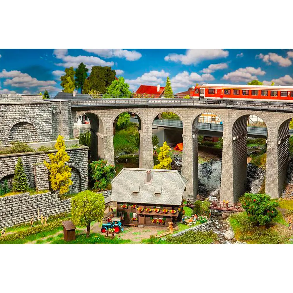 Coffret Viaduc ferroviaire - Faller 120466 - HO 1/87 - EP II - 2 voies courbes - 2