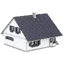 Maison individuelle rénovée crépis blanc et toit anthracite HO 1/87 - 2