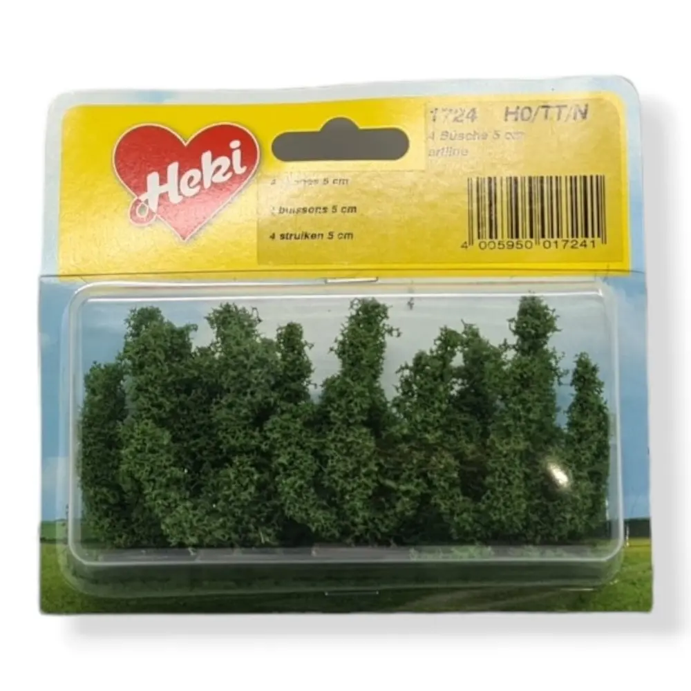 4 Buissons - Vert foncé - HEKI 1724 - Échelle HO / TT / N - 50 mm - 2