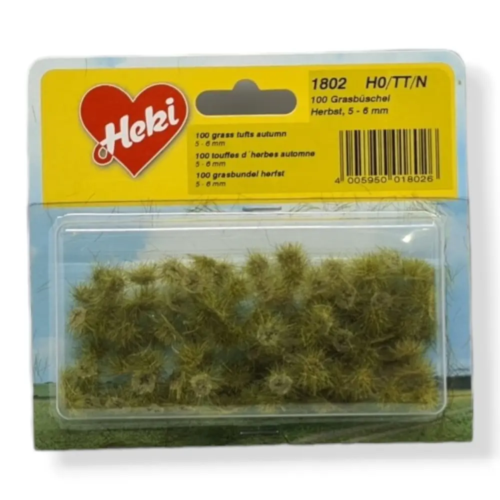 100 Touffes d'herbes automne - Vert - HEKI 1802 - Échelle HO / TT / N - 50 à 60 mm - 2