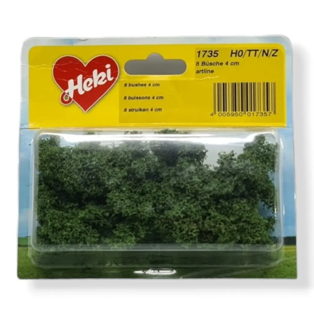 8 Buissons - Vert foncé - HEKI 1735 - Échelle HO / TT / N / Z - 40 mm - 2