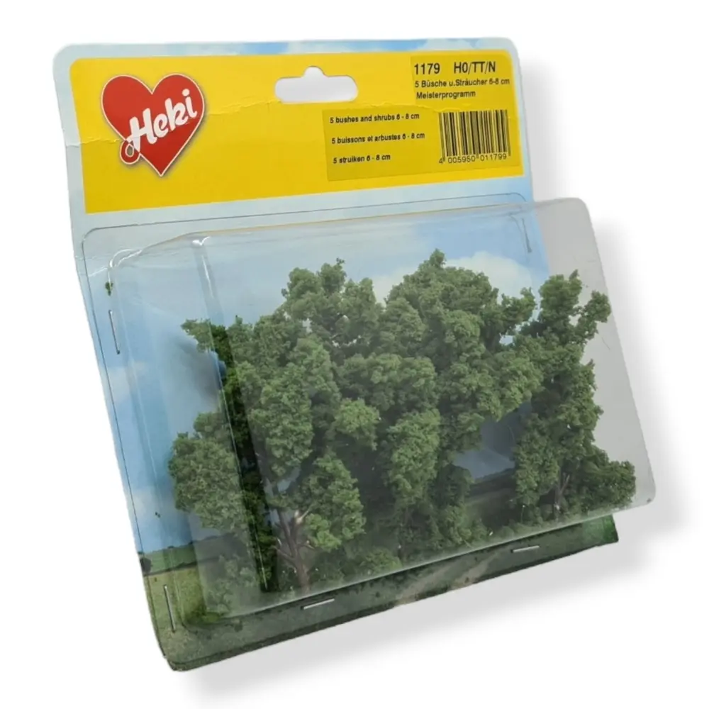 5 Buissons et arbustes - Vert - HEKI 1179 - Échelle HO / TT / N - 60 à 80mm - 3