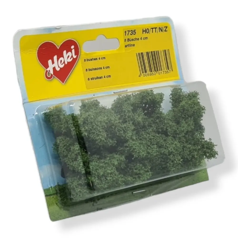 8 Buissons - Vert foncé - HEKI 1735 - Échelle HO / TT / N / Z - 40 mm - 3