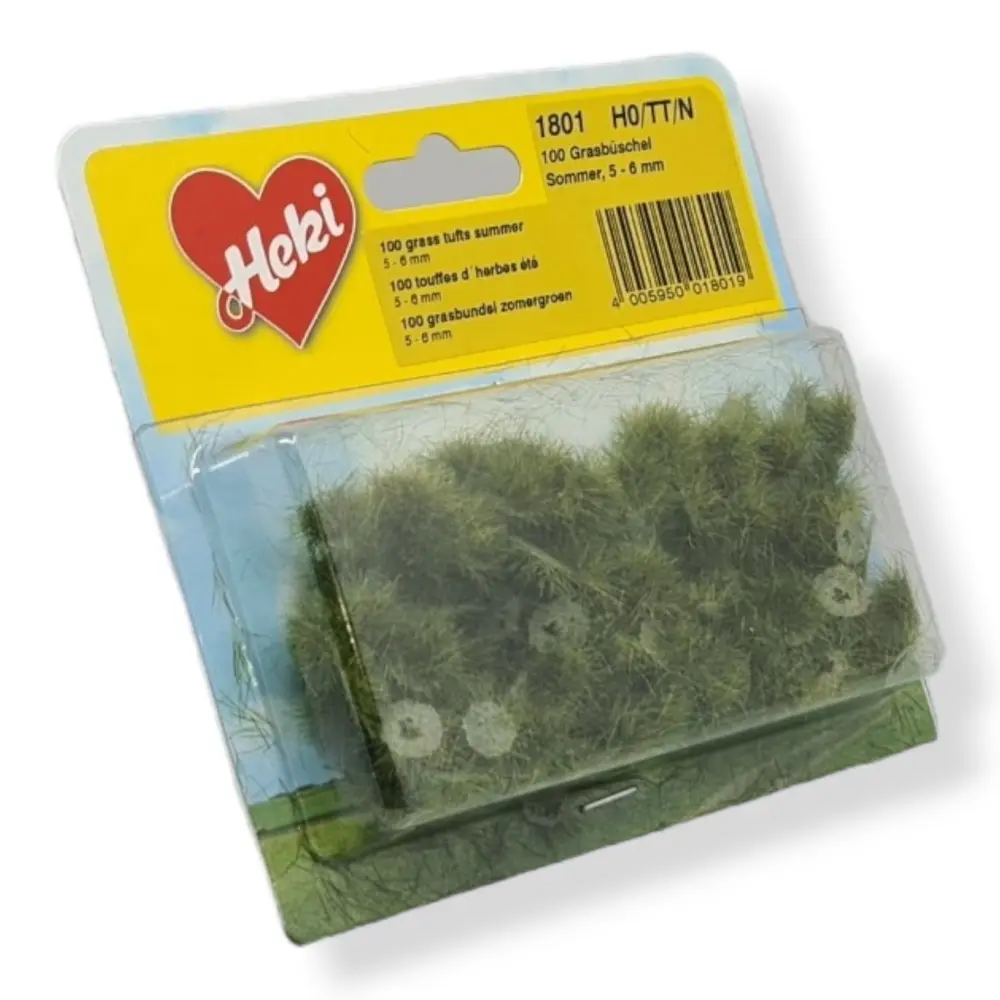 100 Touffes d'herbes été - Vert - HEKI 1801 - Échelle HO / TT / N - 50 à 60 mm - 3
