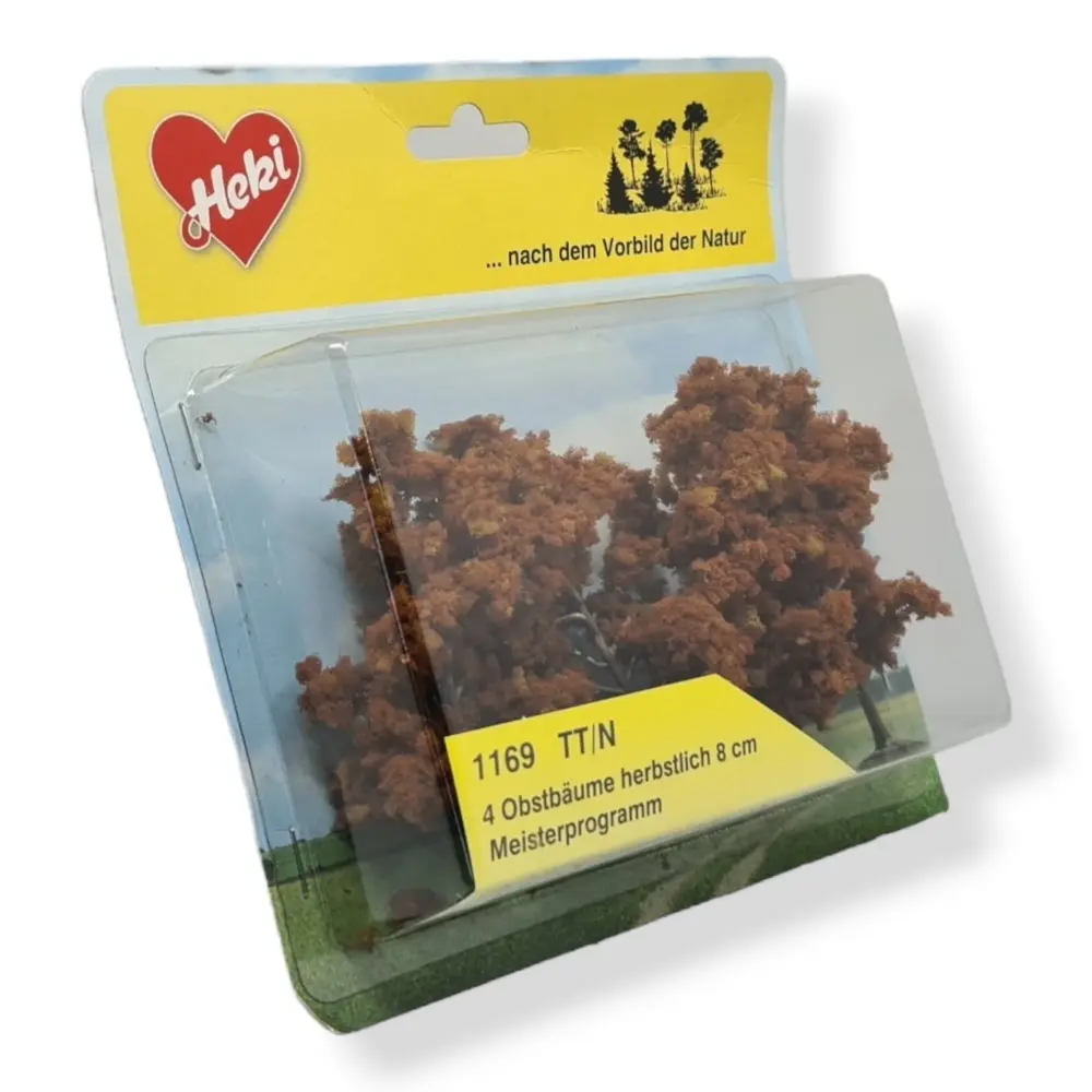 4 Arbres fruitiers d'automne - Rouge foncé - HEKI 1169 - Échelle TT / N - 80 mm - 3