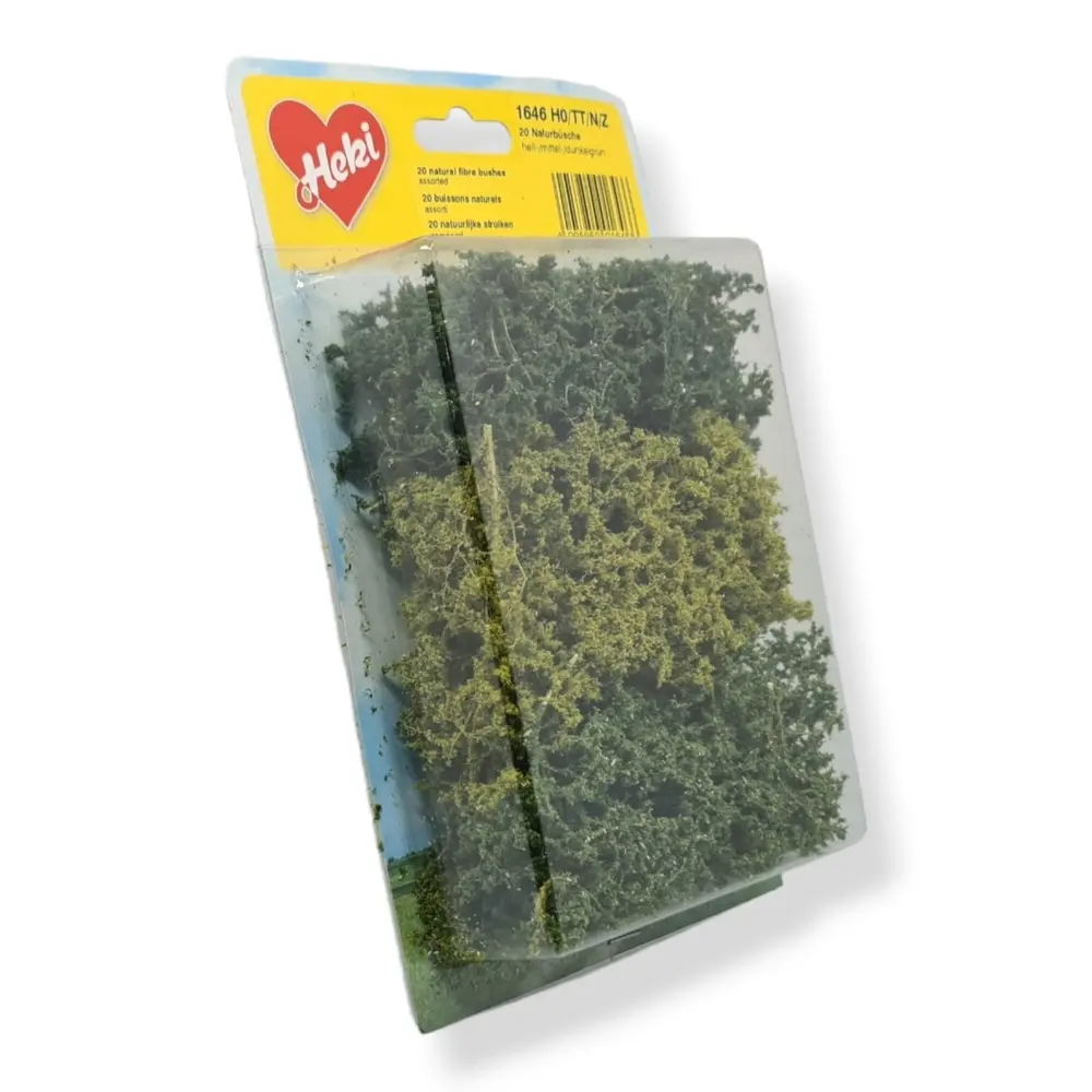20 Buissons naturels - Vert clair / moyen / foncé - HEKI 1646 - Échelle HO / TT / N / Z - 3